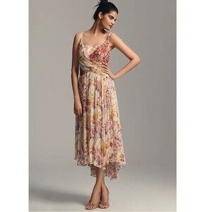 NWT ANTHROPOLOGIE Floral Ruched Square-Neck Dress